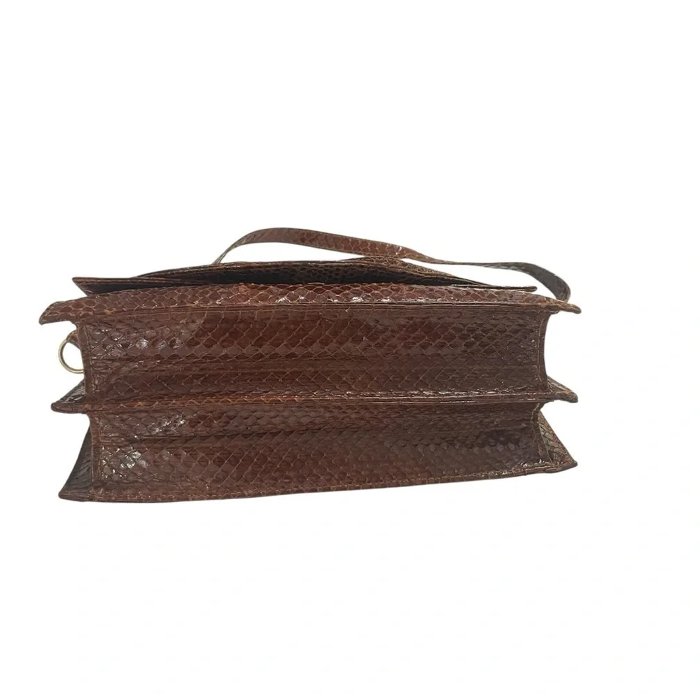 Vintage Brown Snakeskin Envelope Shoulder Bag Crossbody Purse 10”L x 6.5”W x 4”D